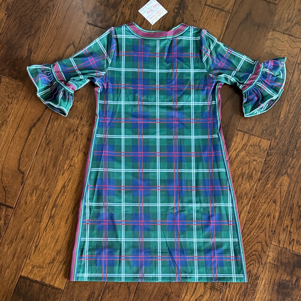 Gretchen Scott Shake Your Tushy Dress Middleton Plaid Green Size M Gorgeous! - Picture 3 of 7